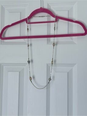 LOFT Long Beaded Necklace Pastel, Ivory and Gold